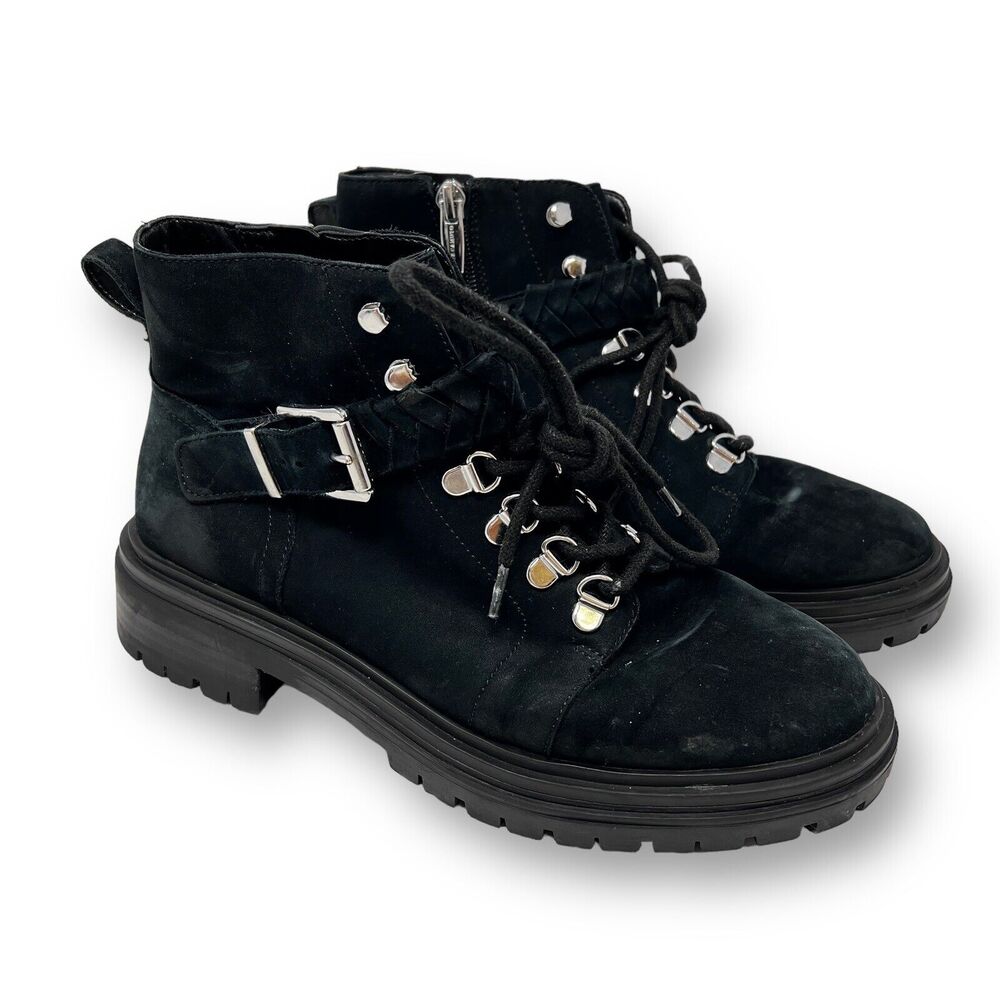 Vince Camuto Black Ankle Boots with Lace and Buckle